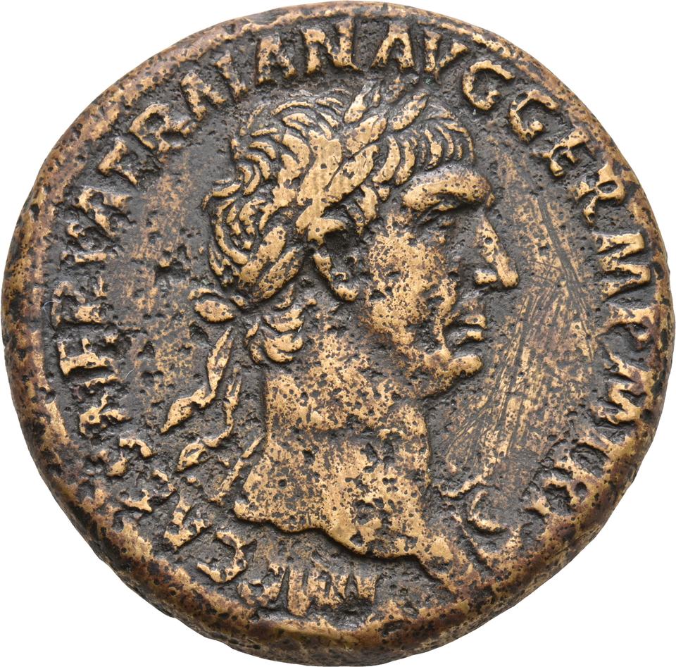 Trajan, copper-alloy sestertius, collection photograph Koeln-ID692, obverse