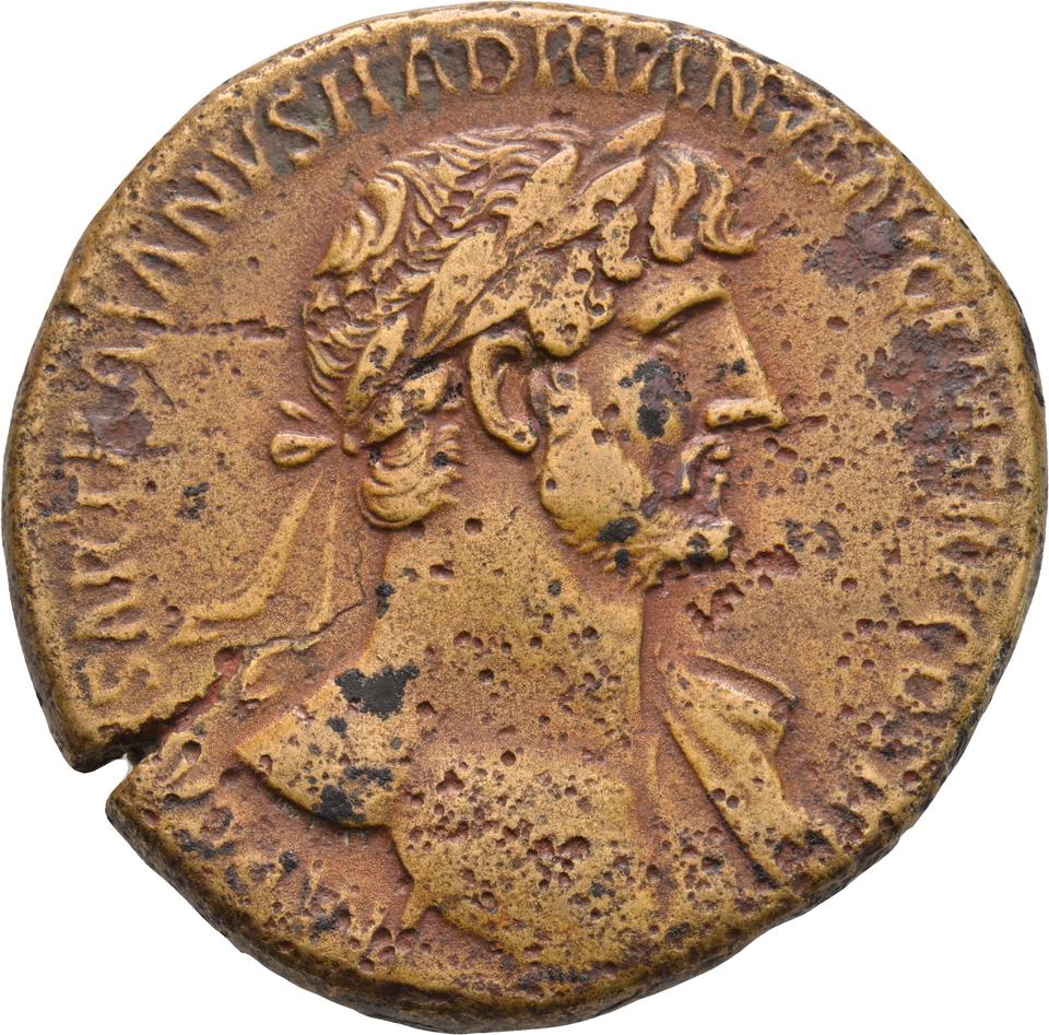 Hadrian, copper-alloy sestertius, collection photograph Koeln-ID726, obverse