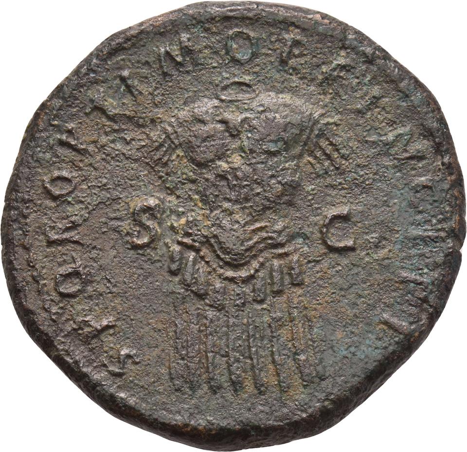 Trajan, copper-alloy dupondius, collection photograph Koeln-ID702, reverse