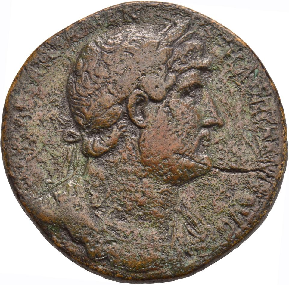 Hadrian, copper-alloy sestertius, collection photograph Koeln-ID728, obverse