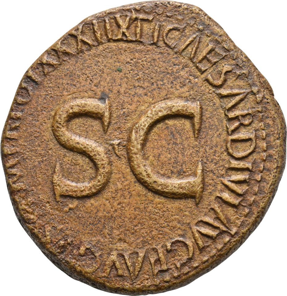 Tiberius, copper-alloy sestertius, collection photograph Koeln-ID587, reverse