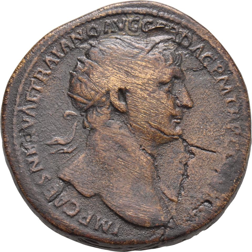 Trajan, copper-alloy dupondius, collection photograph Koeln-ID694, obverse