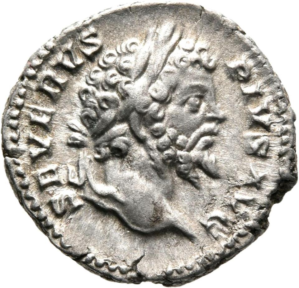 Septimius Severus, Silver denarius, collection photograph Mainz-ID395, obverse