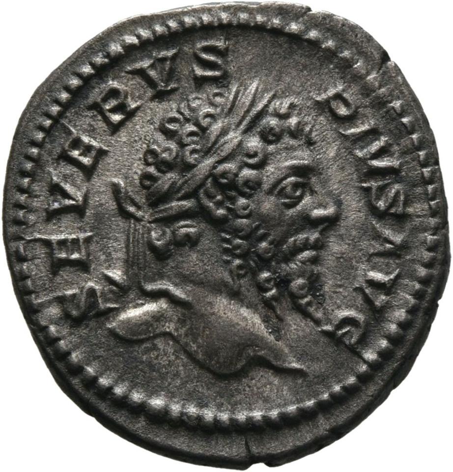 Septimius Severus, Silver denarius, collection photograph Mainz-ID408, obverse