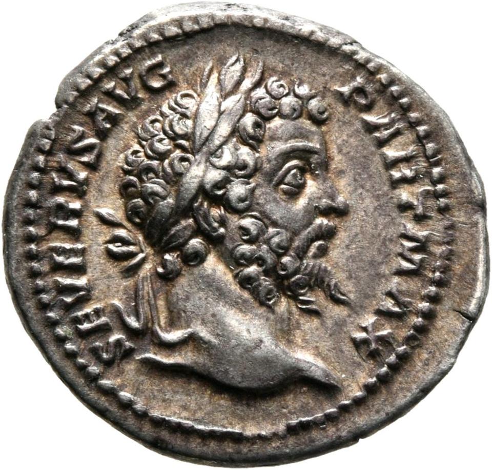 Septimius Severus, Silver denarius, collection photograph Mainz-ID399, obverse