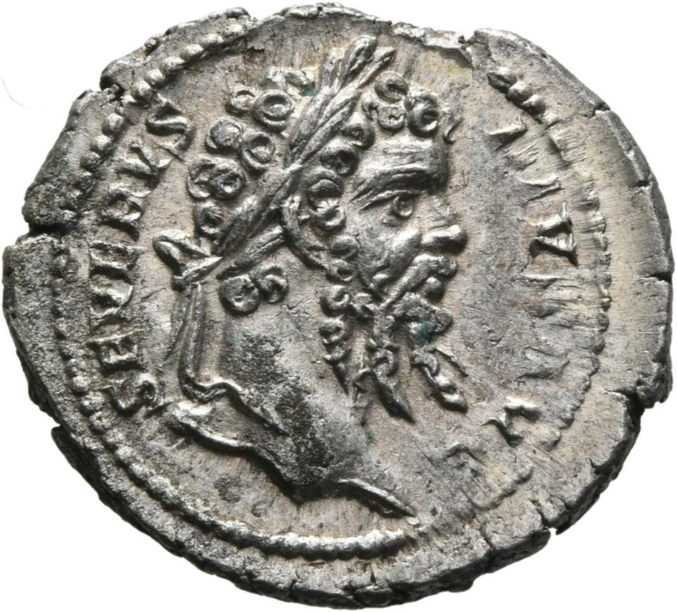 Septimius Severus, Silver denarius, collection photograph Mainz-ID406, obverse