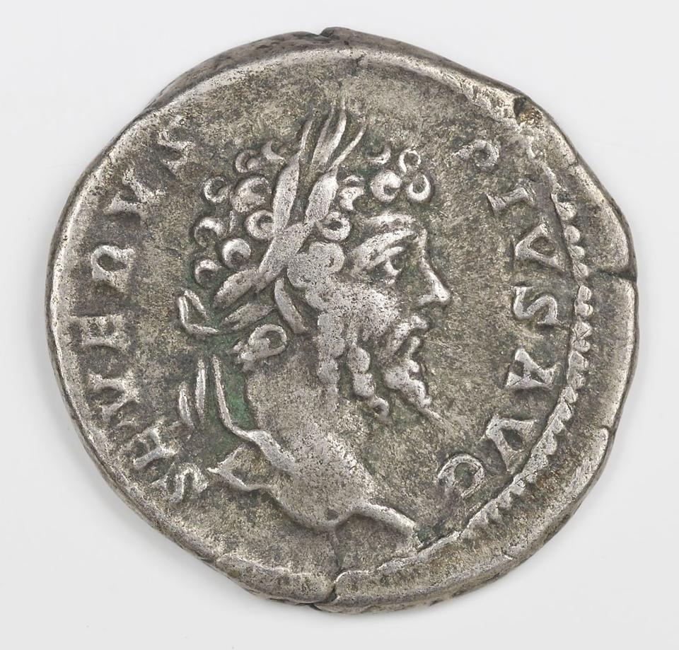 Septimius Severus, Silver denarius, collection photograph IATH-1989.12.34, obverse