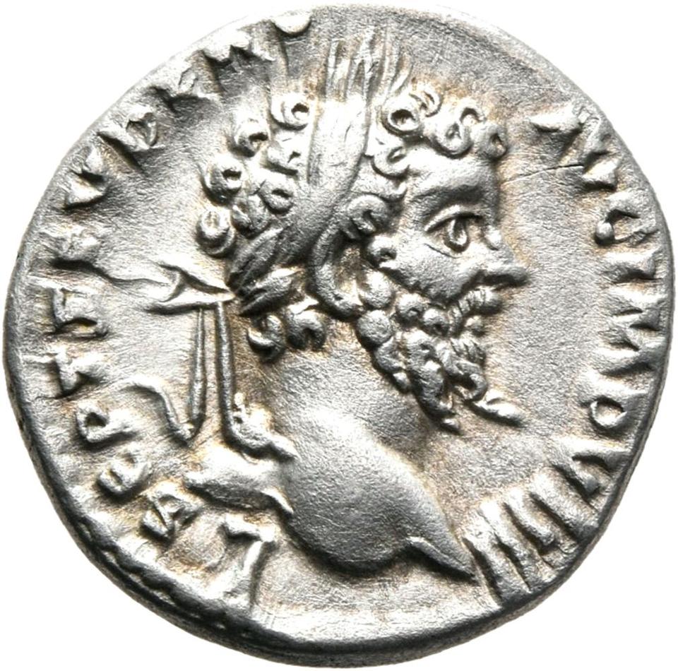 Septimius Severus, Silver denarius, collection photograph Mainz-ID394, obverse