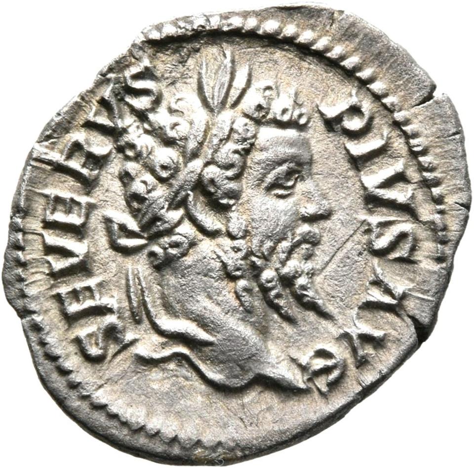 Septimius Severus, Silver denarius, collection photograph Mainz-ID398, obverse