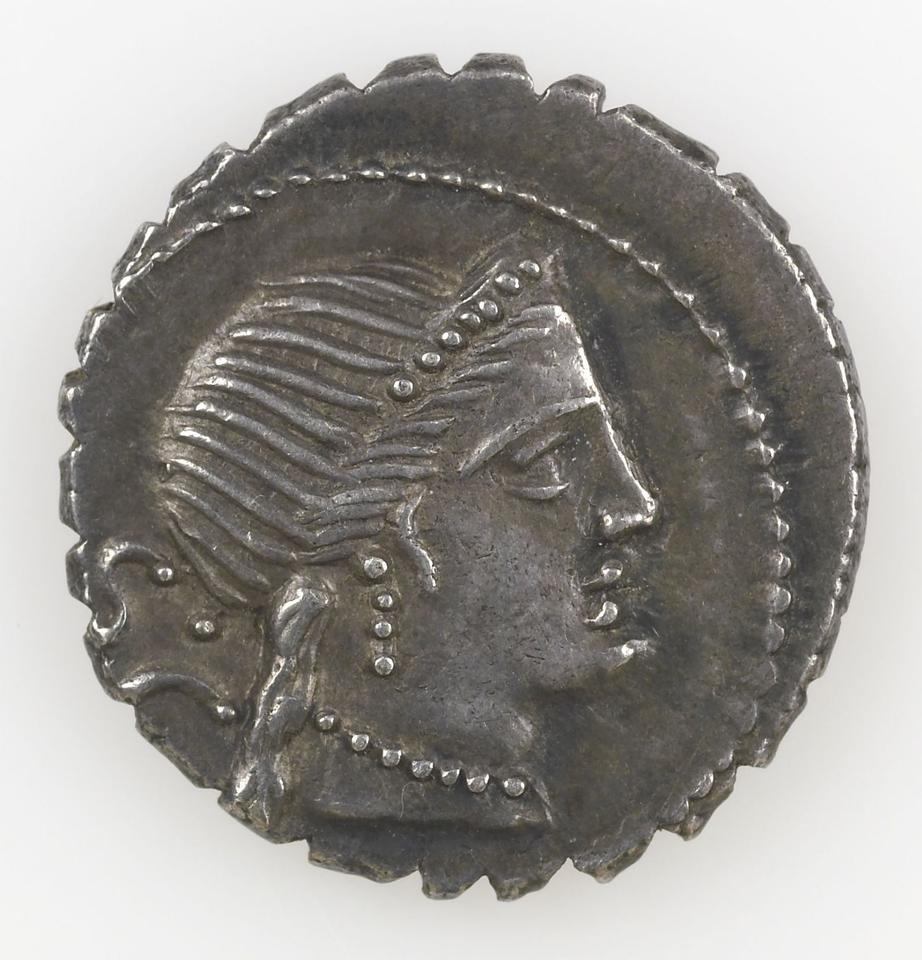 Roman Republic, silver denarius serratus, collection photograph IATH-2012.113, obverse
