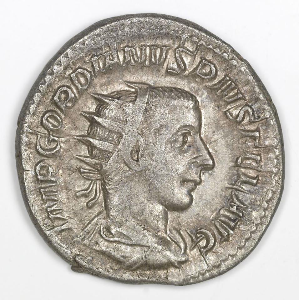 Gordian III, silver antoninianus, collection photograph IATH-1991.17.25, obverse