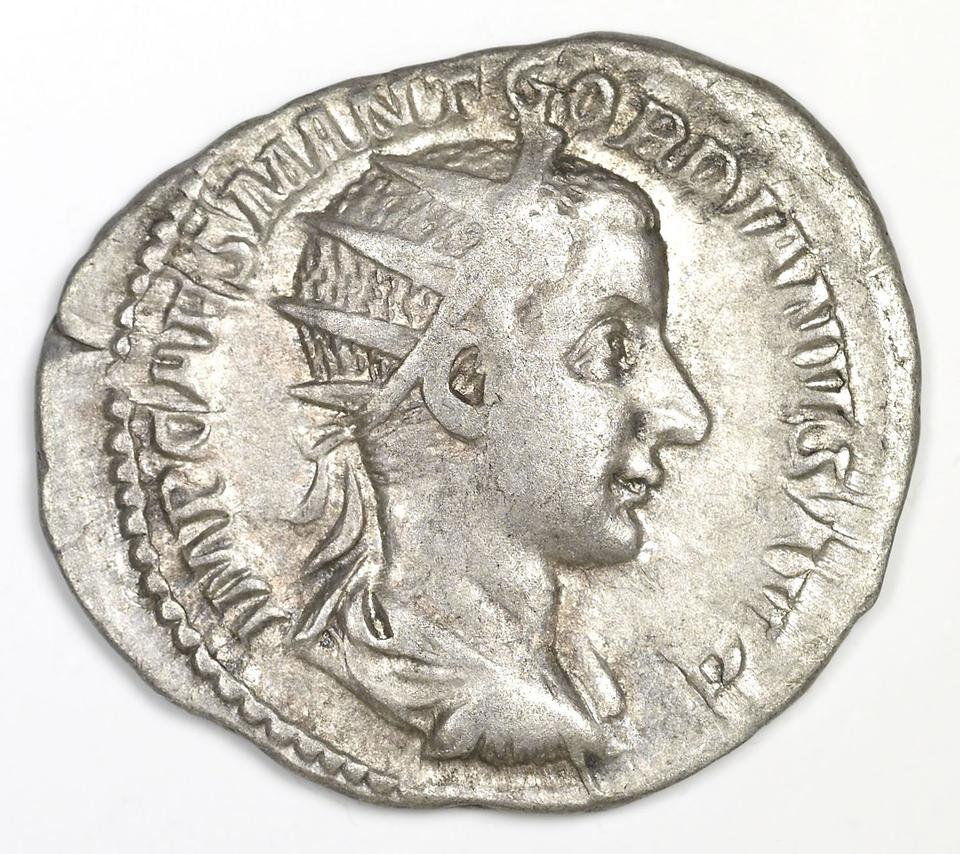 Gordian III, silver antoninianus, collection photograph IATH-1991.17.9, obverse