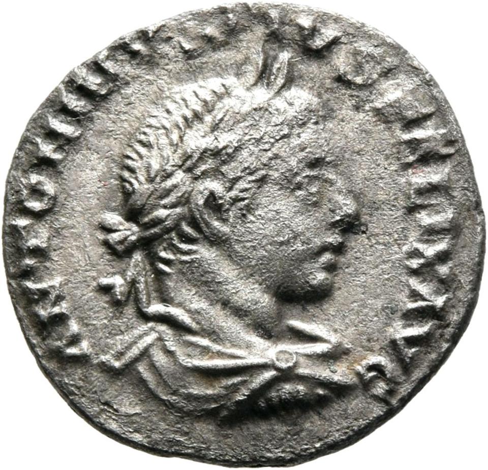 Elagabalus, Silver denarius, collection photograph Mainz-ID570, obverse