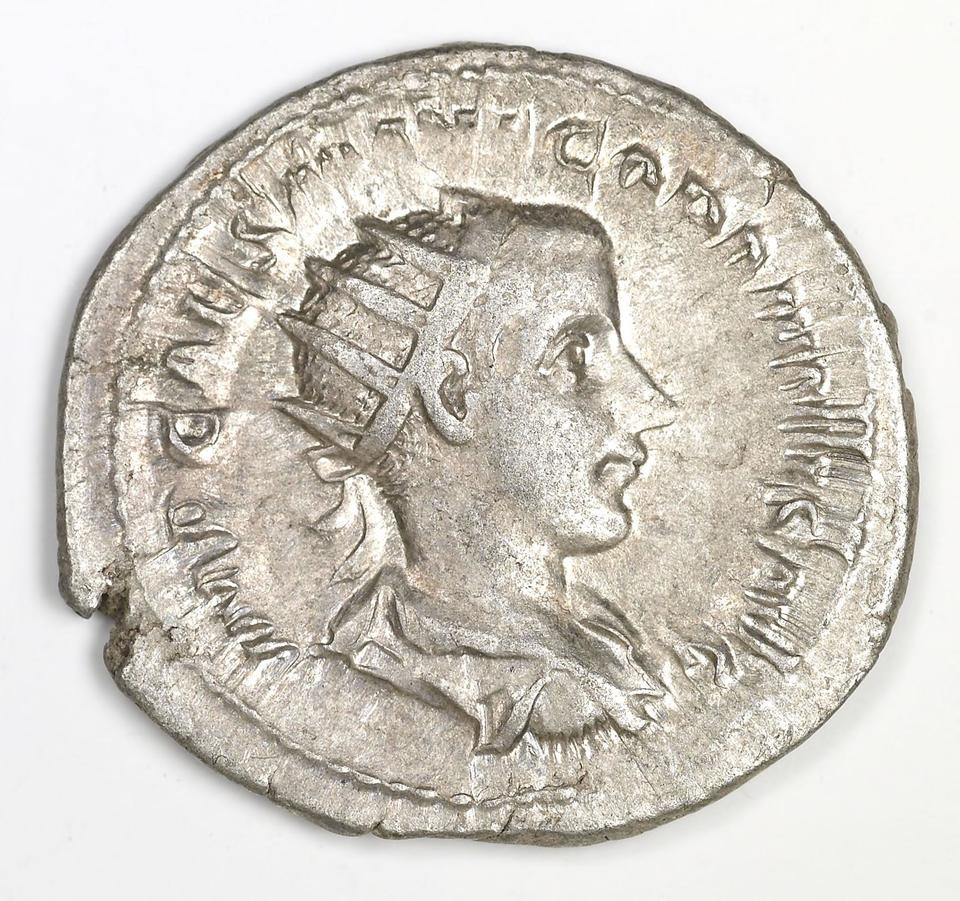 Gordian III, silver antoninianus, collection photograph IATH-1991.17.12, obverse