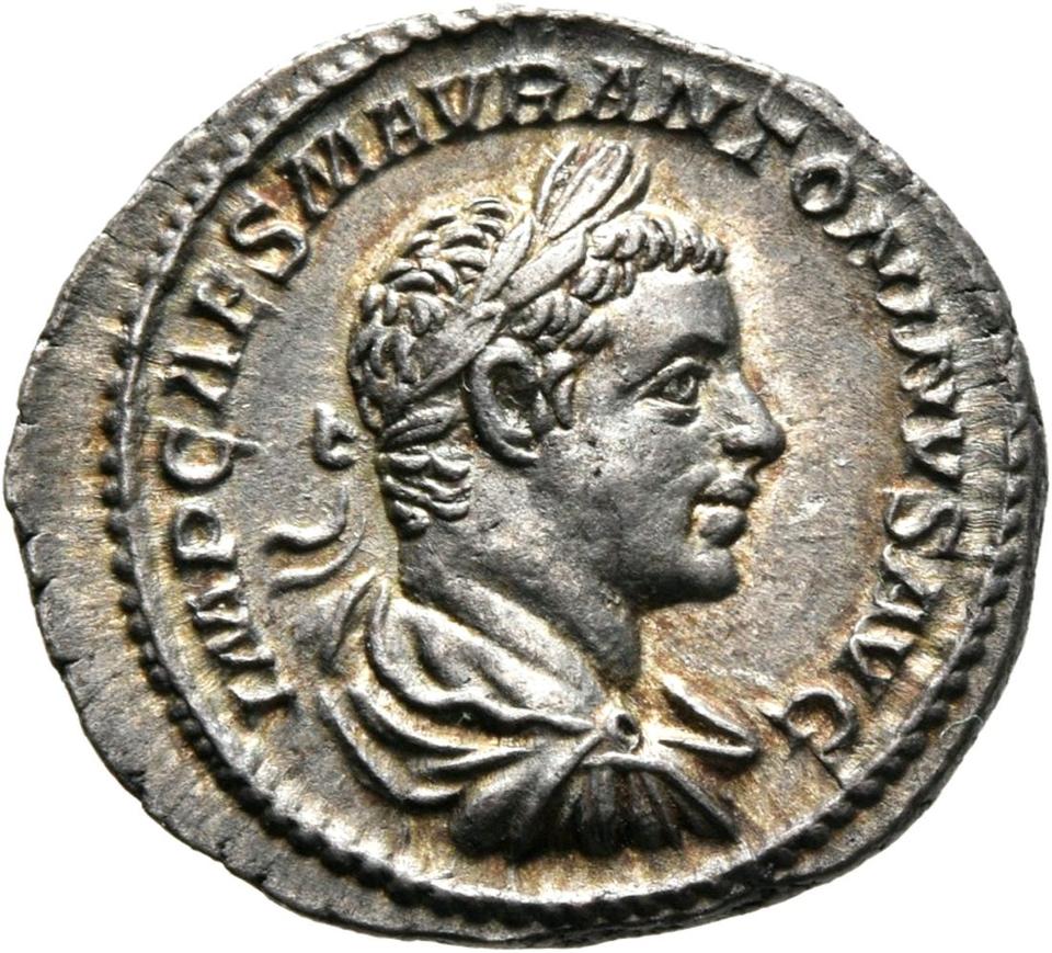 Elagabalus, Silver denarius, collection photograph Mainz-ID556, obverse