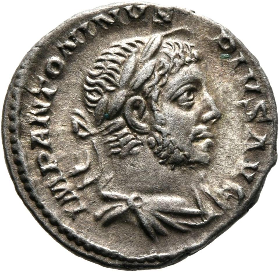 Elagabalus, Silver denarius, collection photograph Mainz-ID572, obverse