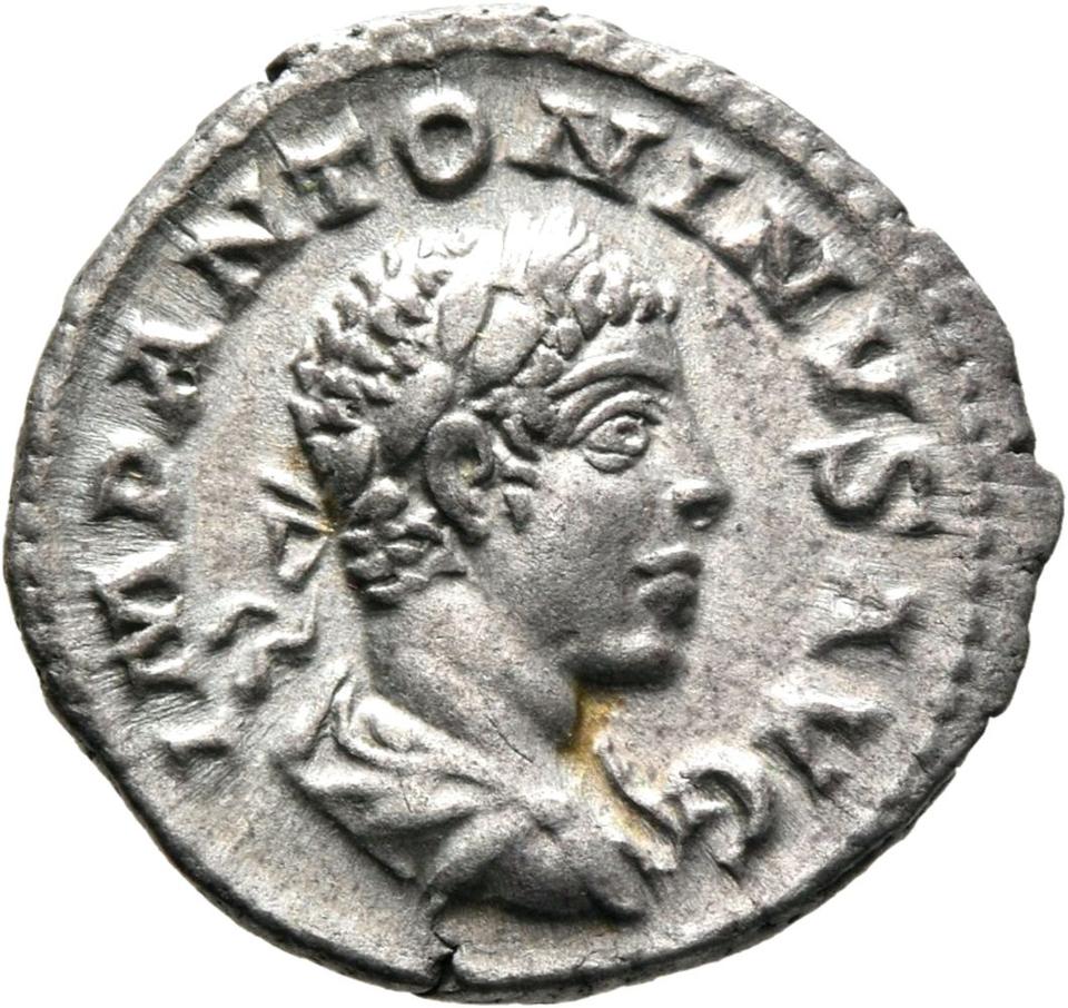 Elagabalus, Silver denarius, collection photograph Mainz-ID559, obverse