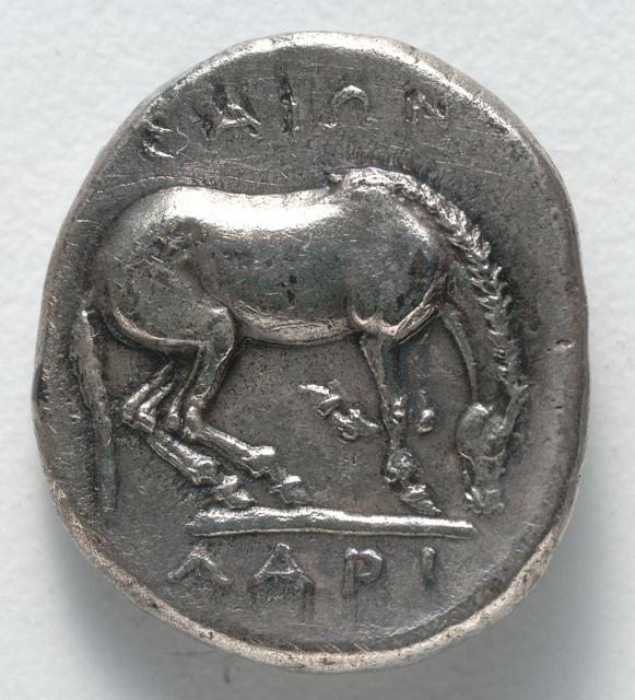 Larissa Silver Drachm: Facing Head of the Nymph and Thessalian Equine Iconography, reverse