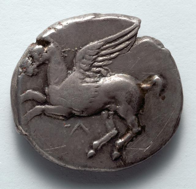 Leukas Silver Stater: Pegasos and Athena, obverse
