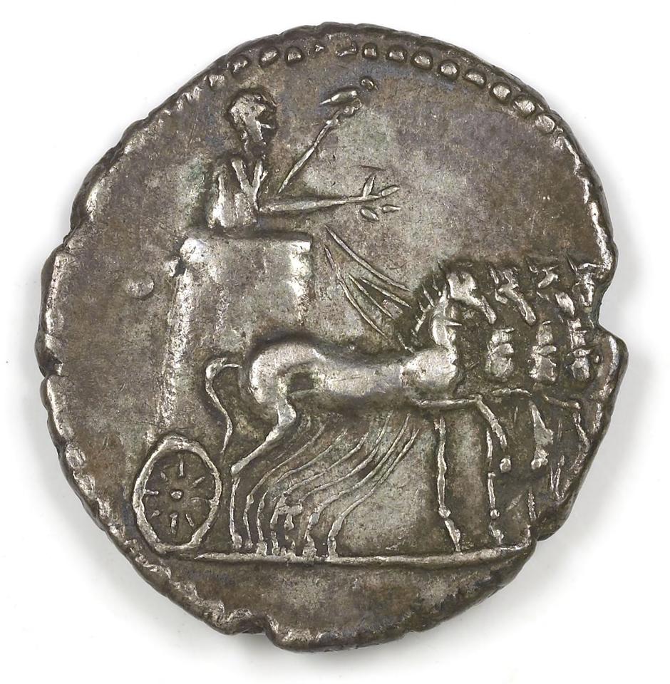 Vespasian, Silver denarius, collection photograph IATH-1996.2.1, reverse