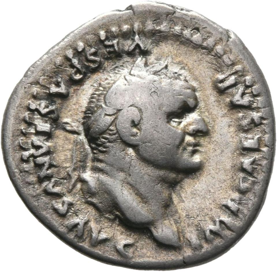 Vespasian, Silver denarius, collection photograph Mainz-ID602, obverse