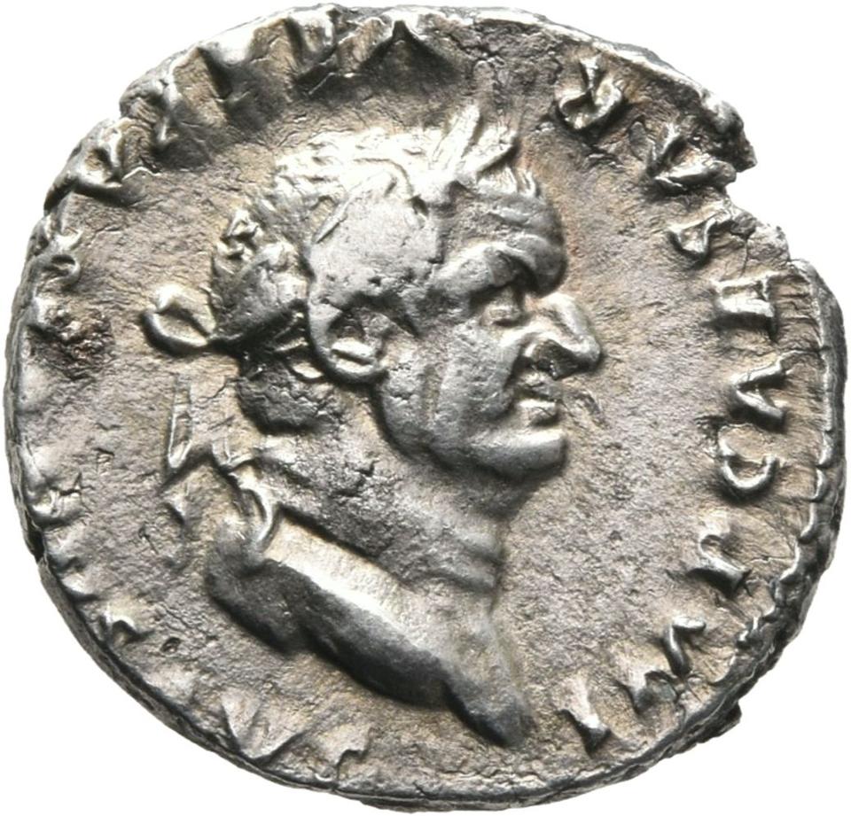 Vespasian, Silver denarius, collection photograph Mainz-ID6, obverse