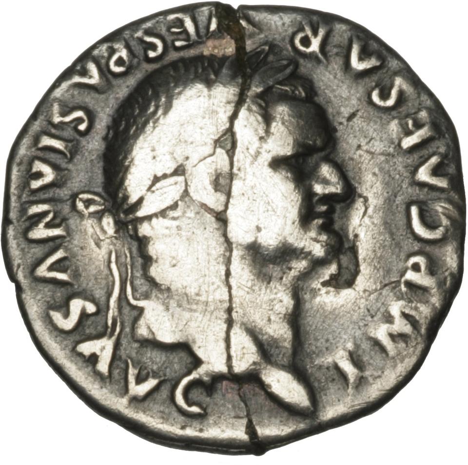 Vespasian, Silver denarius, collection photograph Herzog-ID35, obverse
