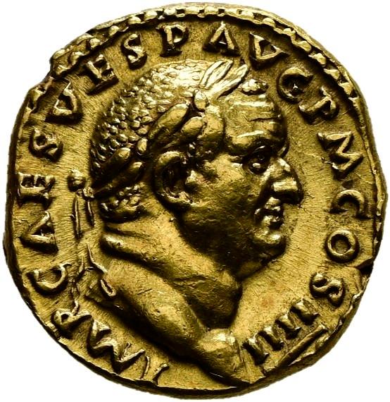 Vespasian, Gold aureus, collection photograph Hamburg-ID2790, obverse