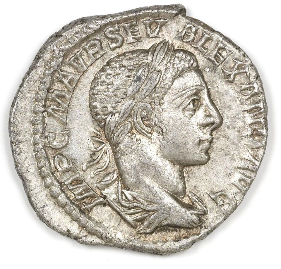 Severus Alexander, Silver denarius, collection photograph IATH-1989.19.19, obverse