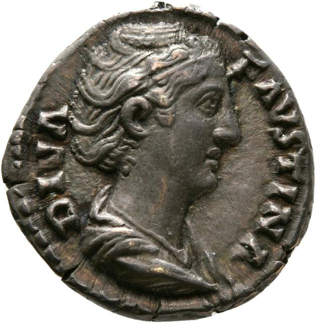 Diva Faustina Silver Denarius, RIC III Antoninus Pius 351a, obverse