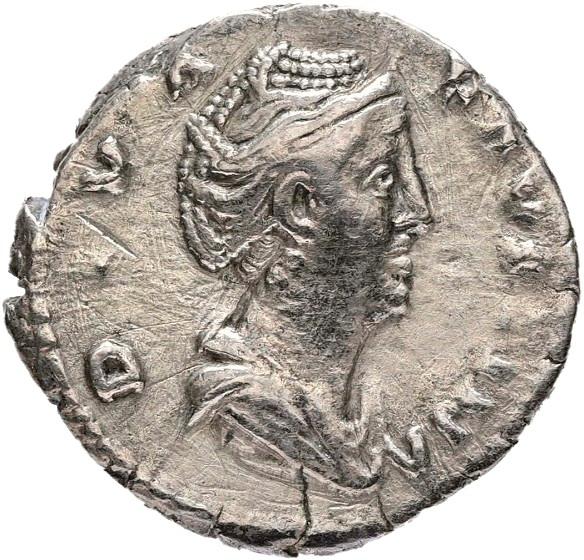 Diva Faustina Silver Denarius, RIC III Antoninus Pius 343, obverse