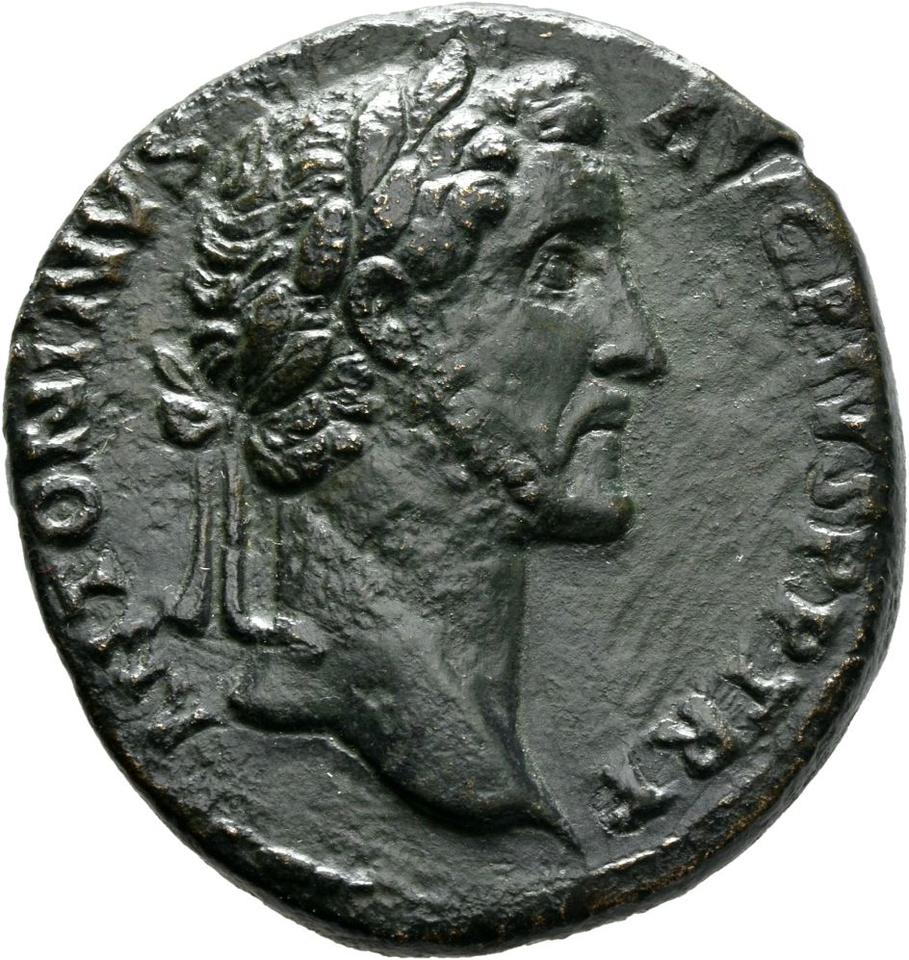 Antoninus Pius, copper-alloy sestertius, collection photograph Mainz-ID274, obverse