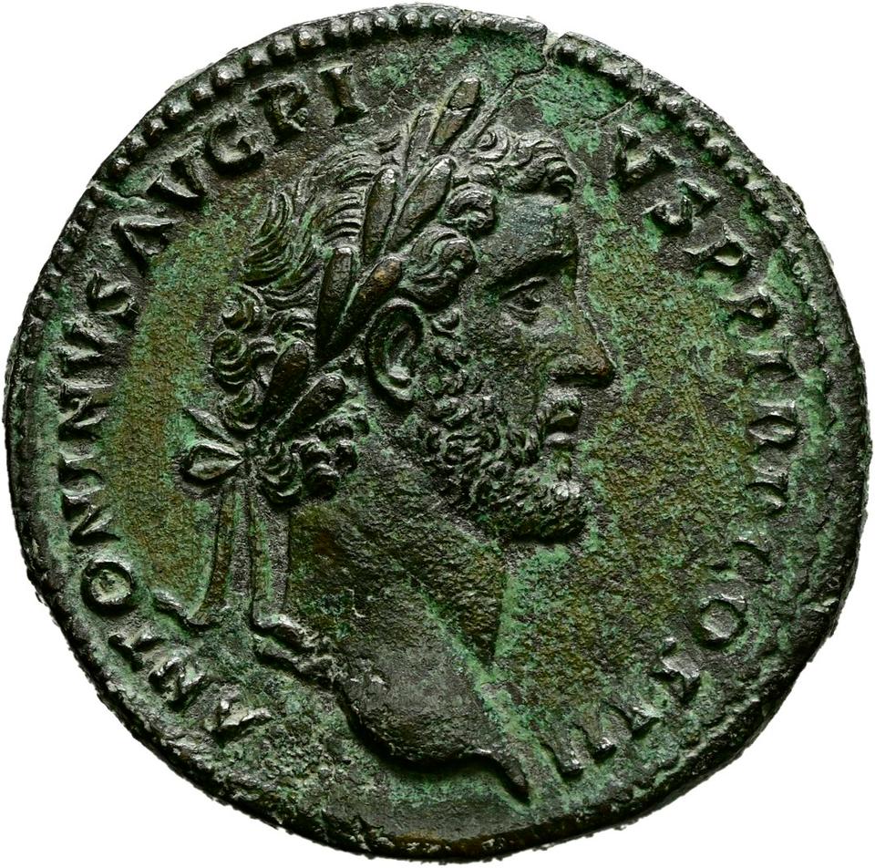 Antoninus Pius, copper-alloy sestertius, collection photograph Hamburg-ID2804, obverse
