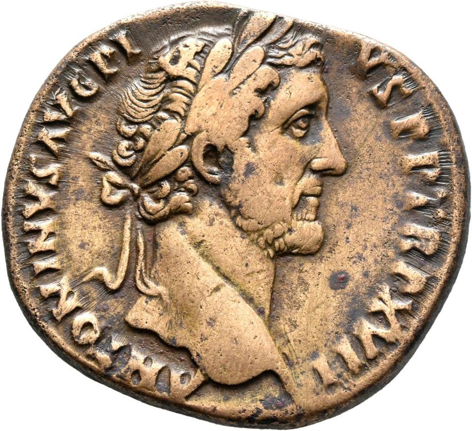 Antoninus Pius, copper-alloy sestertius, collection photograph Mainz-ID334, obverse