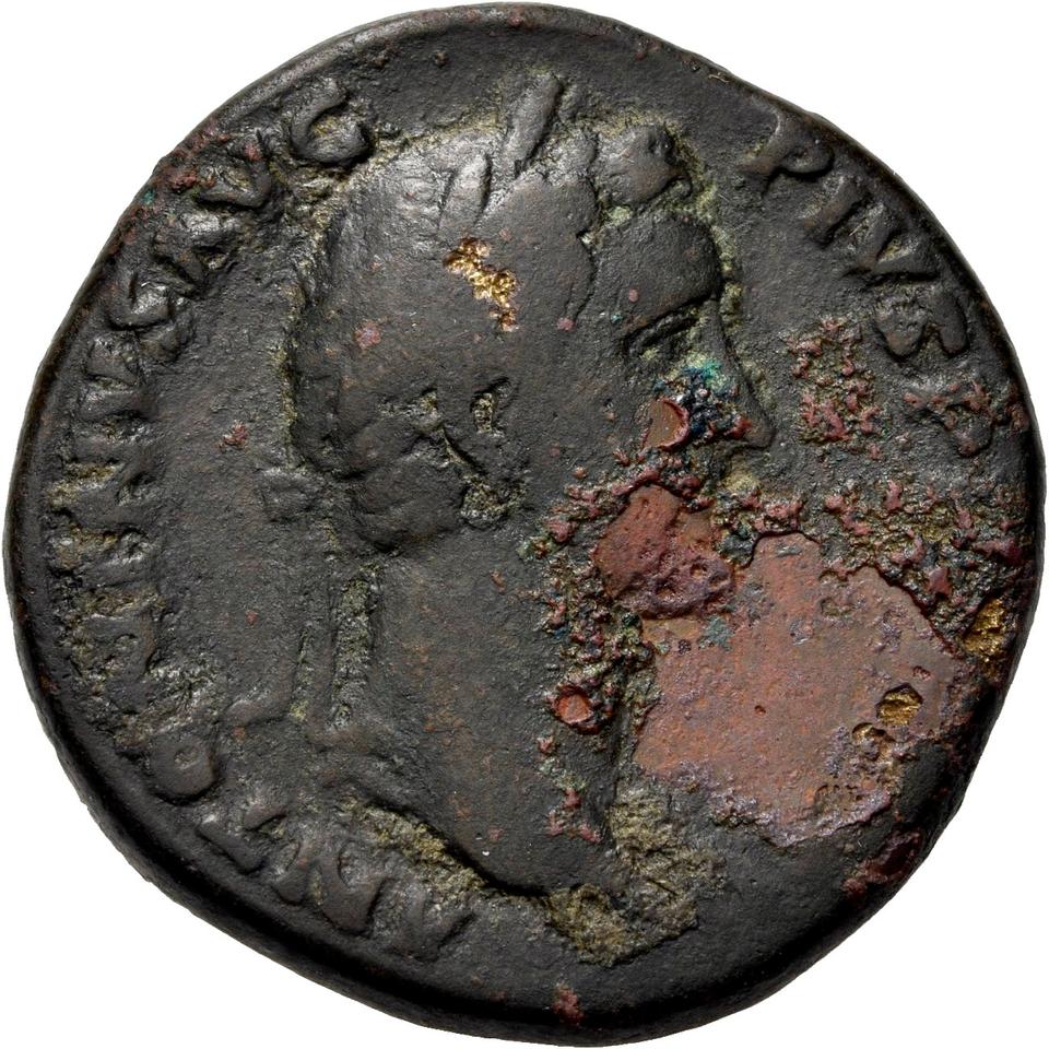 Antoninus Pius, copper-alloy sestertius, collection photograph Herzog-ID586, obverse