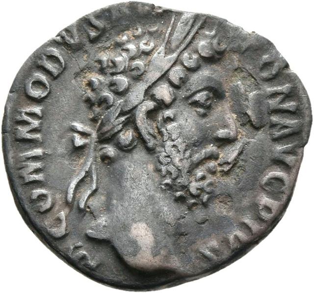 Commodus Silver Denarius RIC III Commodus 76, obverse