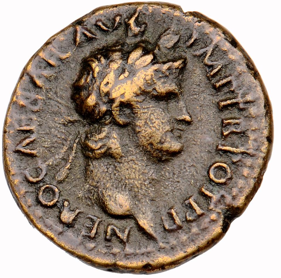 Nero, copper-alloy semis, collection photograph Muenster-ID309, obverse