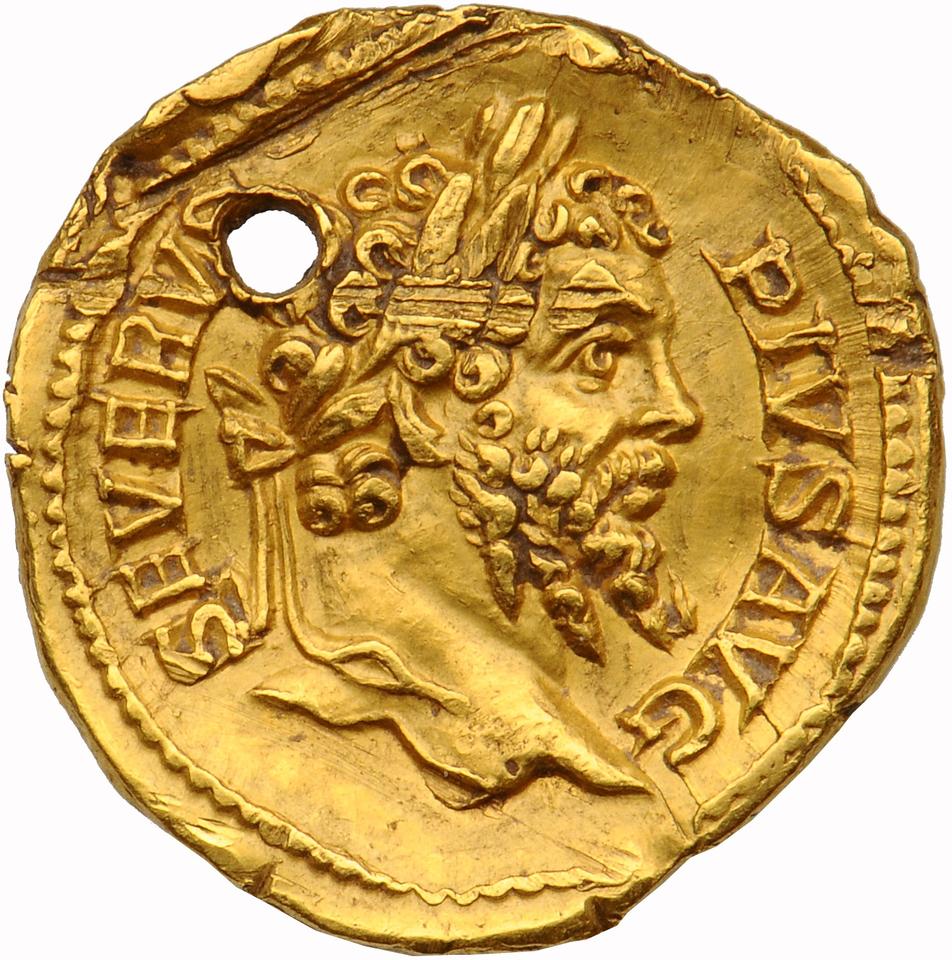 Septimius Severus, gold aureus, collection photograph Muenster-ID668, obverse