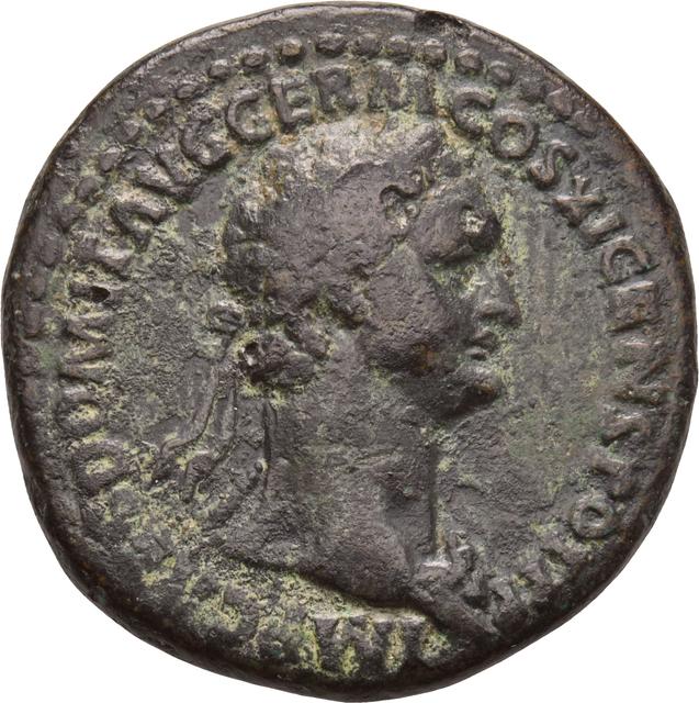 Domitian Copper-Alloy As, RIC II, Part 1 (second edition) Domitian 385, obverse