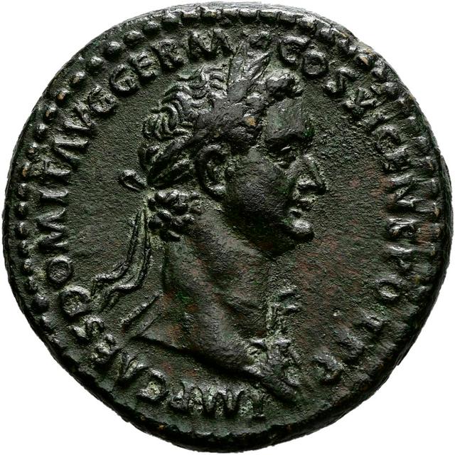 Domitian Bronze As, RIC II, Part 1 (second edition) Domitian 383, obverse