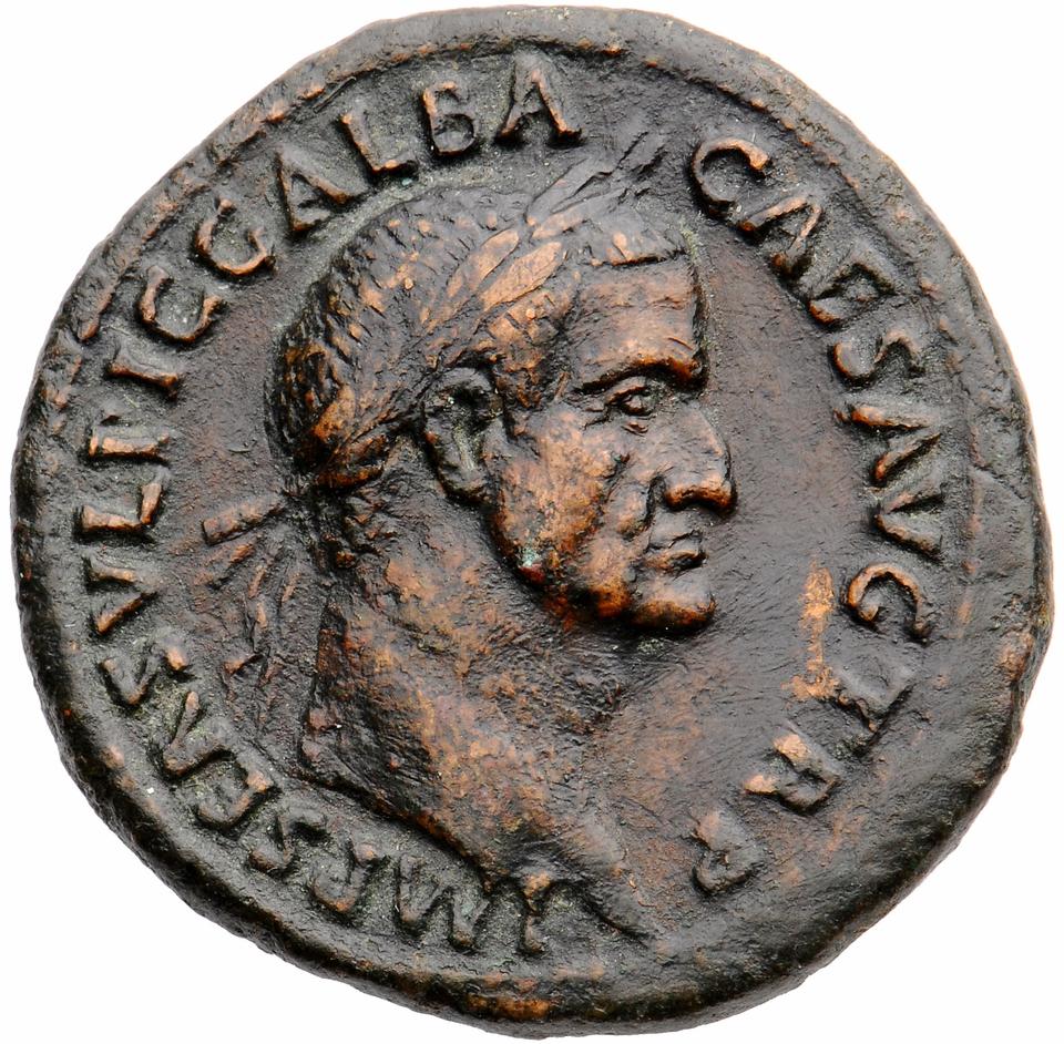 Galba, copper-alloy as, collection photograph Muenster-ID240, obverse