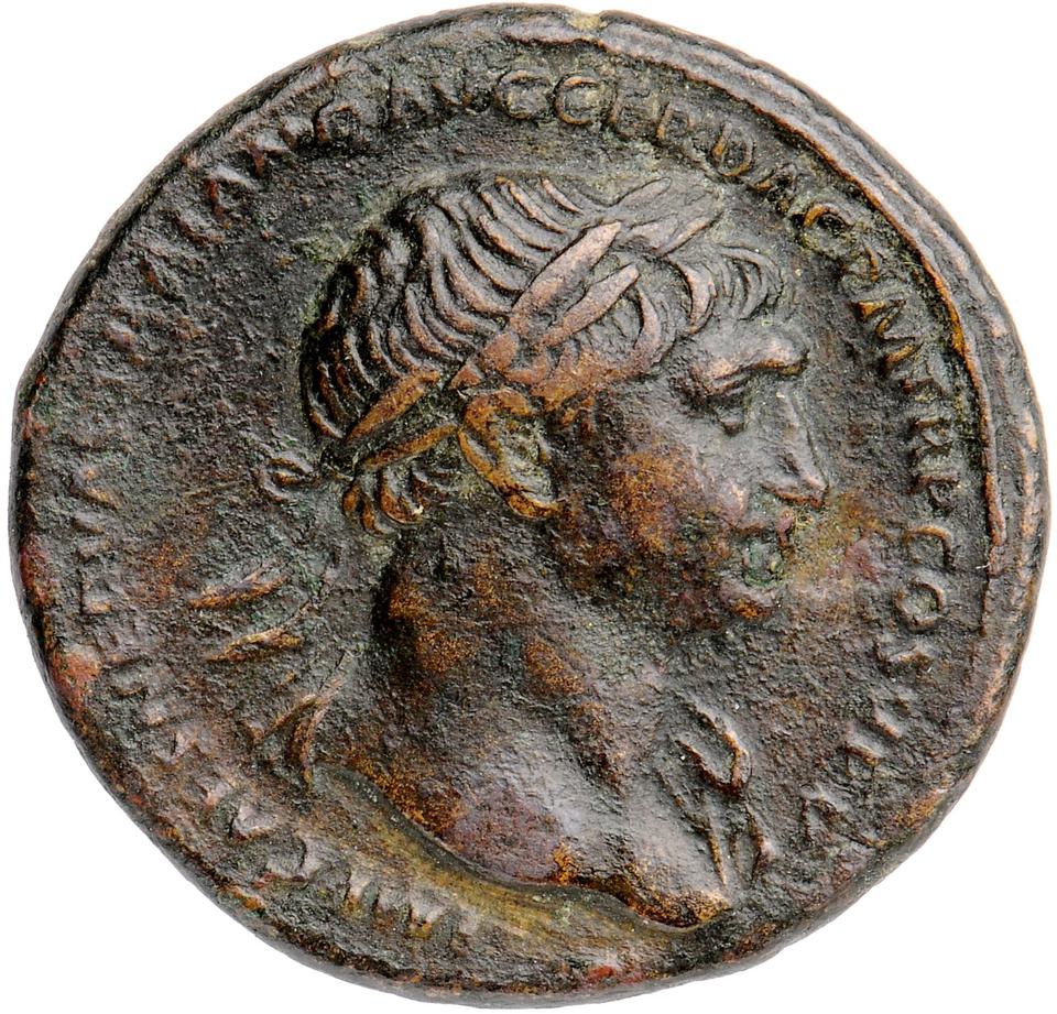 Trajan, copper-alloy as, collection photograph Muenster-ID18, obverse