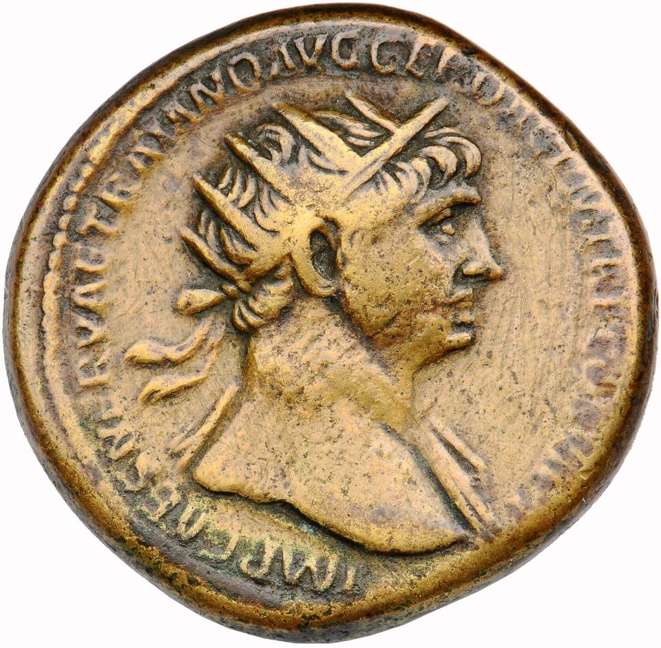 Trajan, copper-alloy dupondius, collection photograph Muenster-ID660, obverse