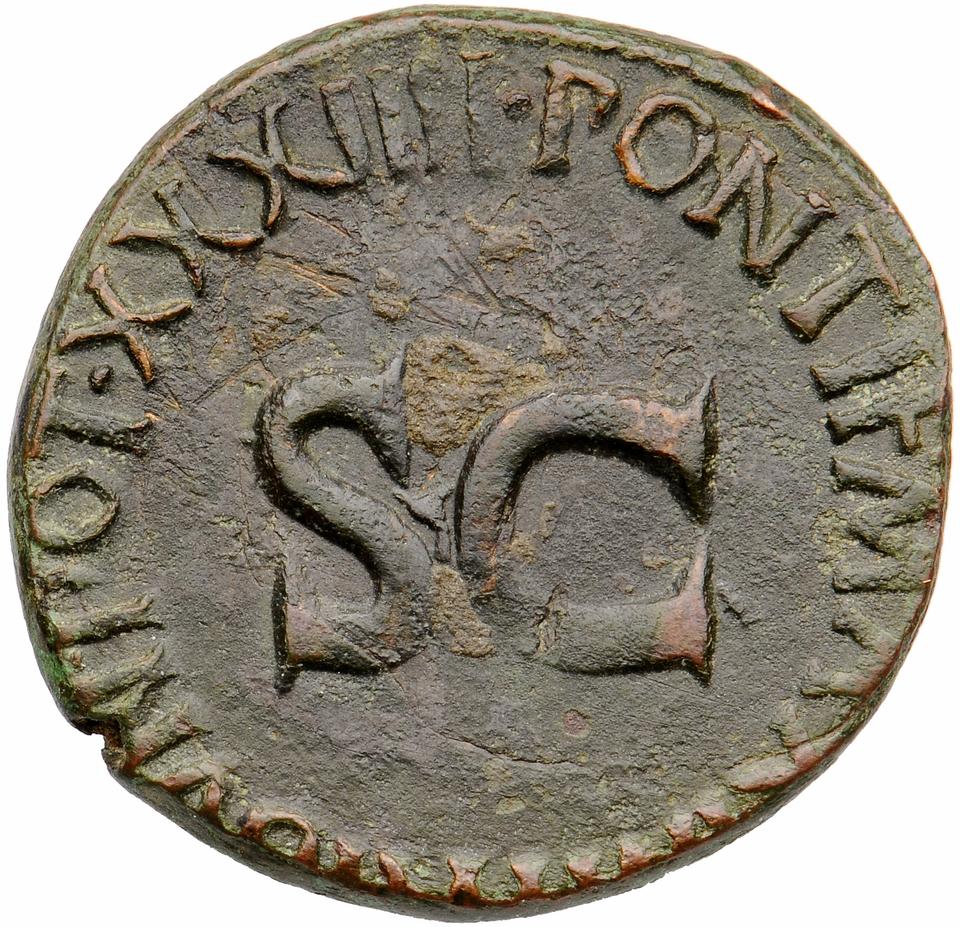 Augustus, copper-alloy as, collection photograph Muenster-ID2090, reverse