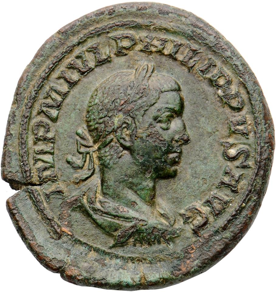 Philip the Arab, copper-alloy as, collection photograph Muenster-ID1295, obverse