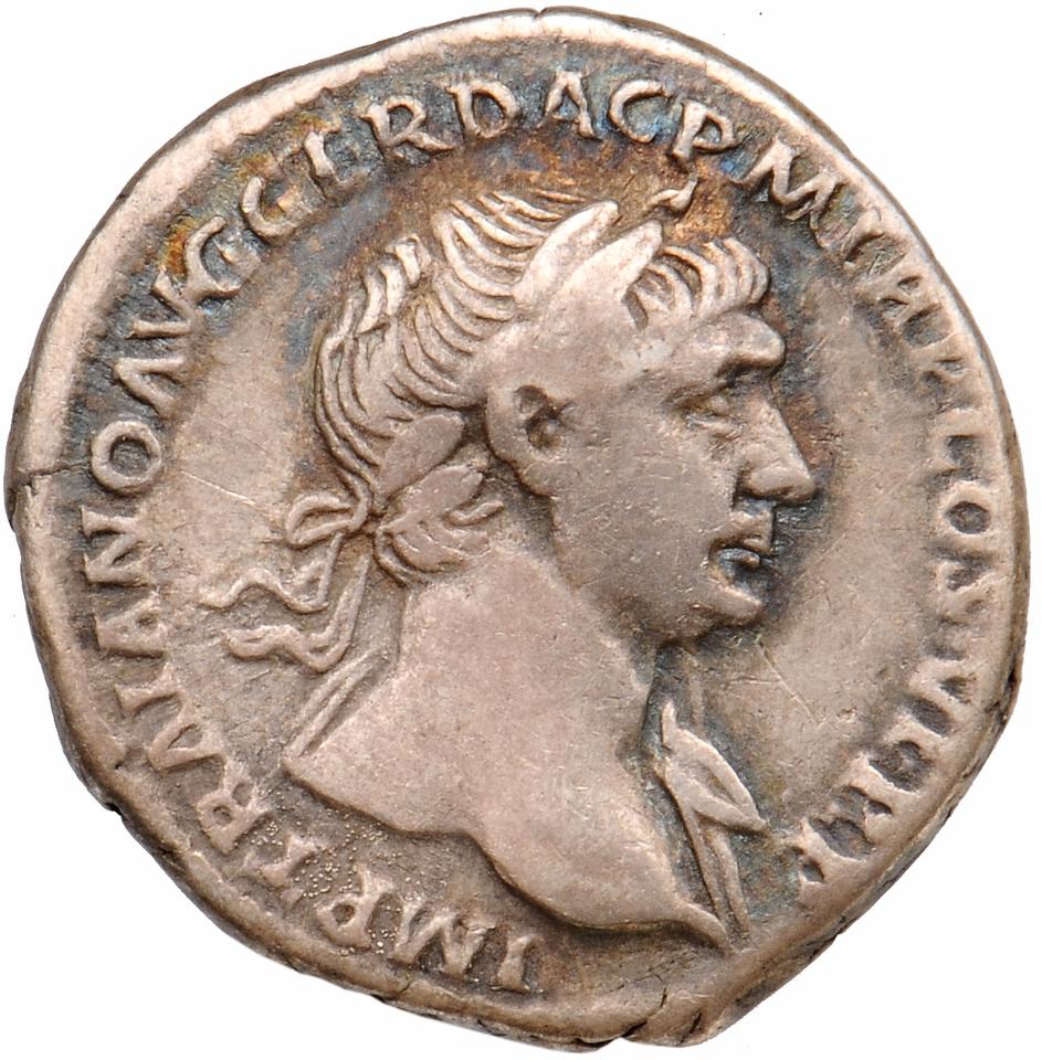 Trajan, silver denarius, collection photograph Muenster-ID393, obverse