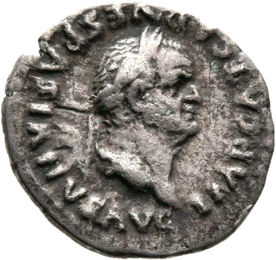 Vespasian, silver quinarius, collection photograph Mainz-ID603, obverse