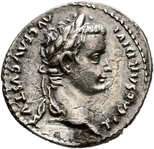 Tiberius, Silver denarius, collection photograph Hamburg-ID364, obverse