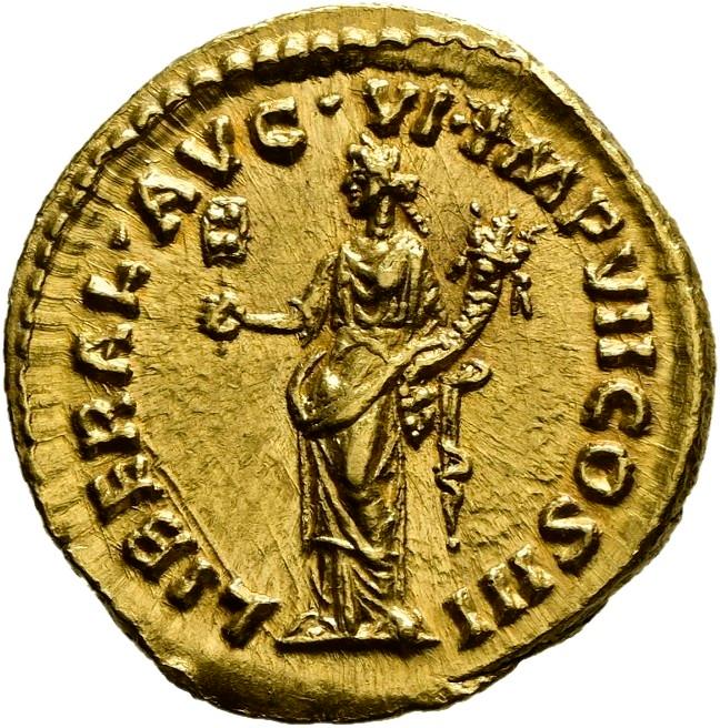 Marcus Aurelius, Gold aureus, collection photograph Hamburg-ID2806, reverse