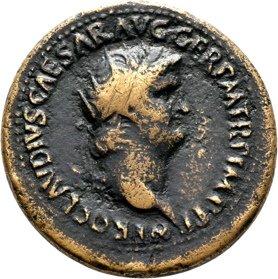 Nero, Bronze dupondius, collection photograph Mainz-ID579, obverse